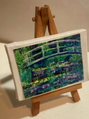 ACEO Print on Canvas, “The Japanese Bridge” by Claude Monet,  Mini Masterpiece